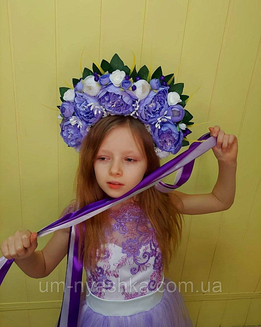 Віночок ободок з квітами "Сценічний зі стрічками" Кривий Ріг - фото 2