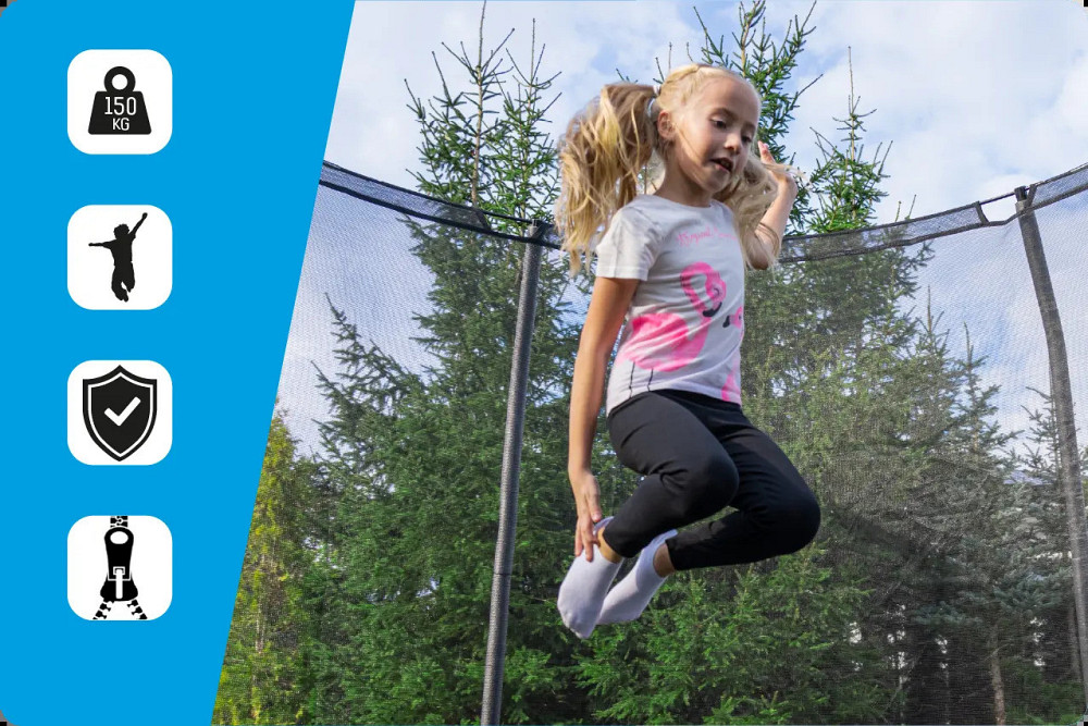 Батут THUNDER INSIDE ELITE з внутрішньою сіткою 14 футів 427 см чорний Київ - фото 8