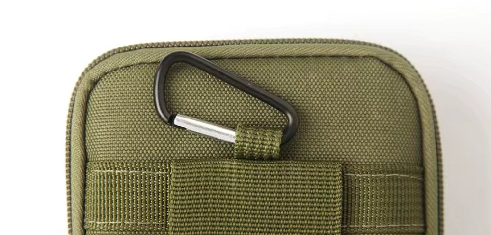 Сумка тактическая мужская поясная с карабином 3 кармана 17 на 11 см зеленый Киев - изображение 2