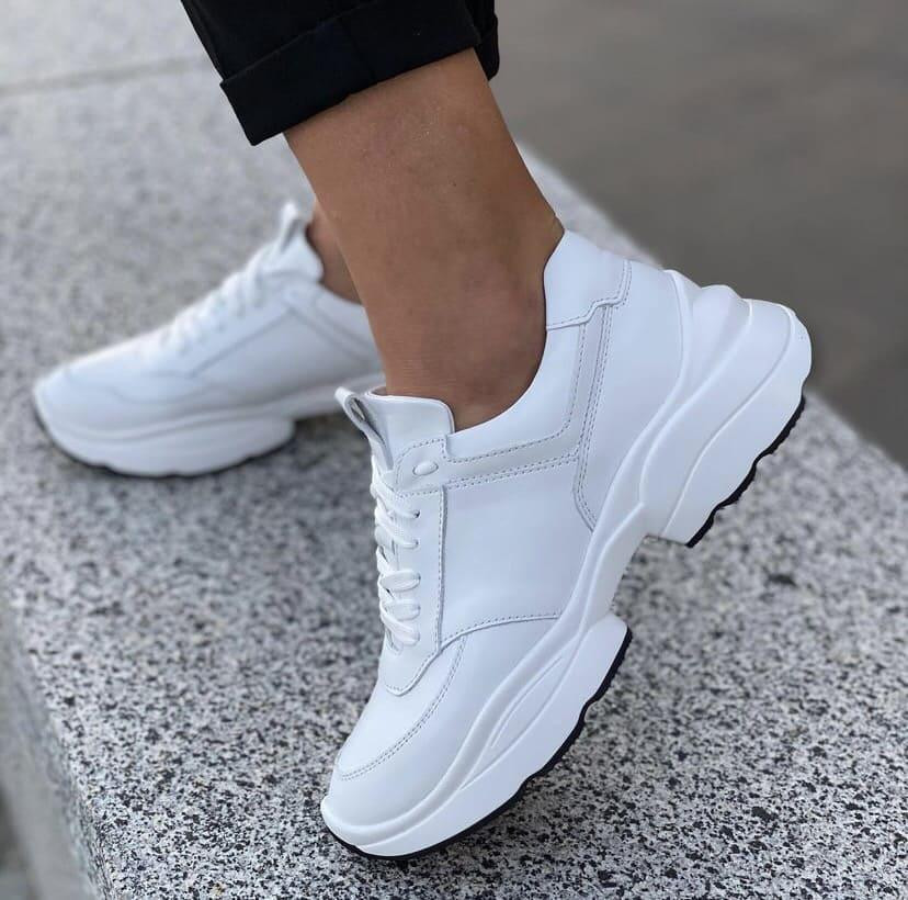 Кроссовки женские EMELI белые натуральная кожа 36 (4395) Коломия - фото 1