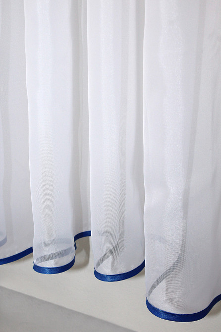 Кухонний комплект VR-Textil № 051к тюль і шторки з підв'язками синій з білим 270х170 см (50-113) Київ - фото 5