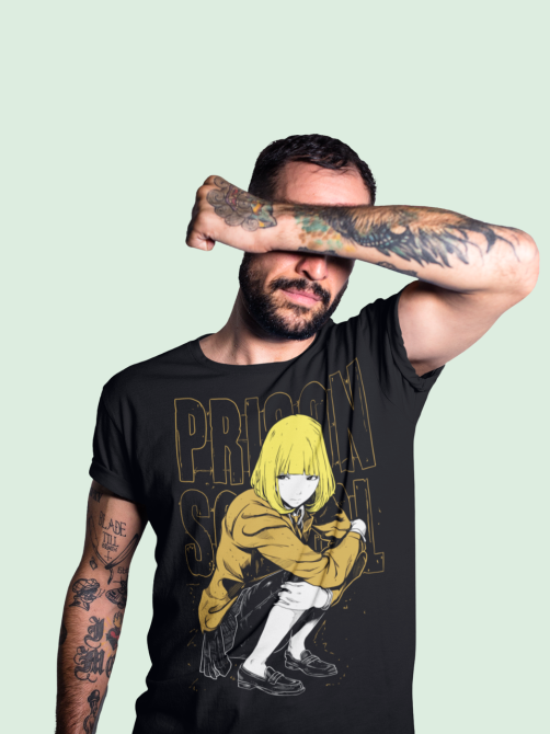 Футболка з аніме принтом Аніме Прісон Скхоол Хана оверсайз (S/M/L) Чорний AnimeJ0669 Дніпро - фото 4