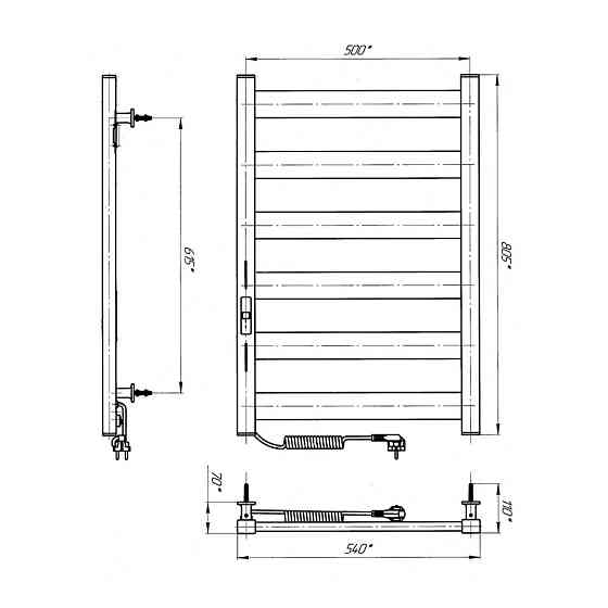 Електрична рушникосушка Laris Зебра Бонд ЧФ(ГМ) 6 500Х800 Е графіт Л/П Київ
