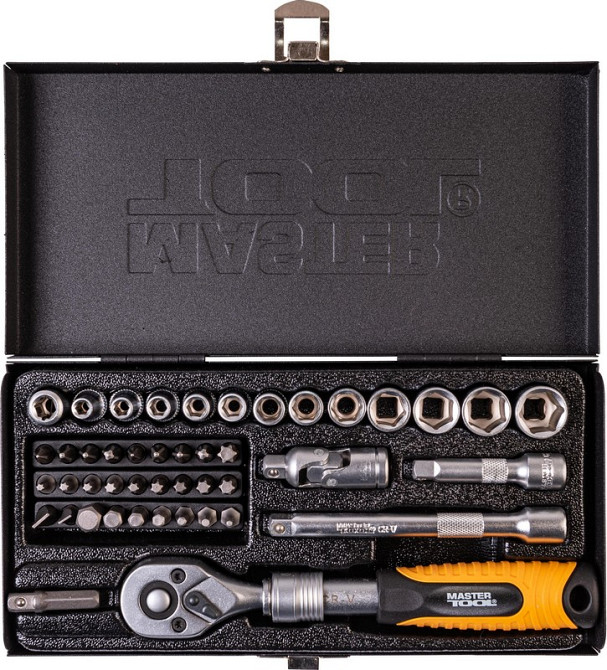 MASTERTOOL Набір інструментів MASTERTOOL PROFI ¼" 45 шт 4-13 мм телескопічна тріскачка CrV50BV3 Коломия - фото 5