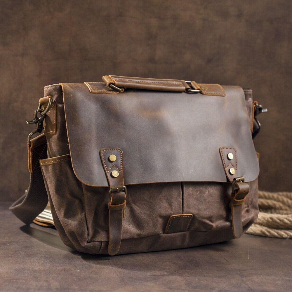 Солідний портфель на плече Vintage 20119 Коричневий Київ - фото 4