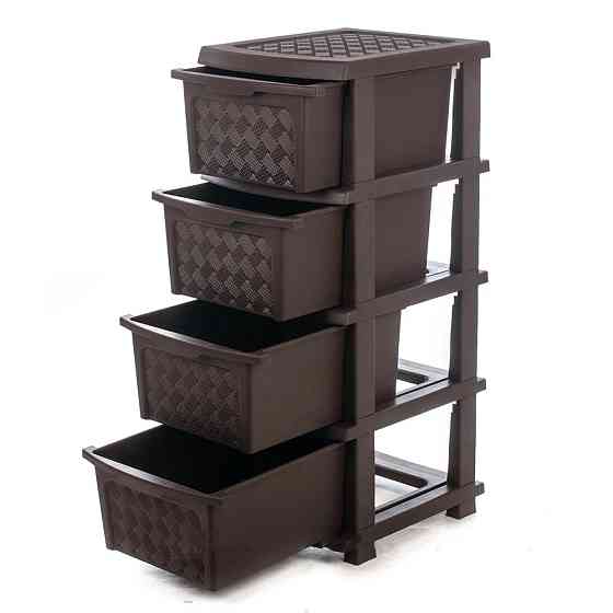 Комод пластиковый 4 ящика коричневый R-Plastic 