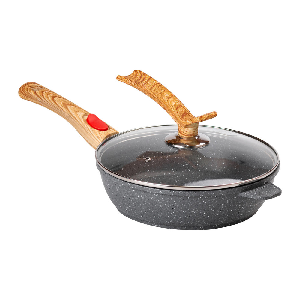 Алюмінієва глибока сковорода (2,4 л) зі скляною кришкою Ø 24 см сіра MGC HP-4-463G Коломия - фото 1