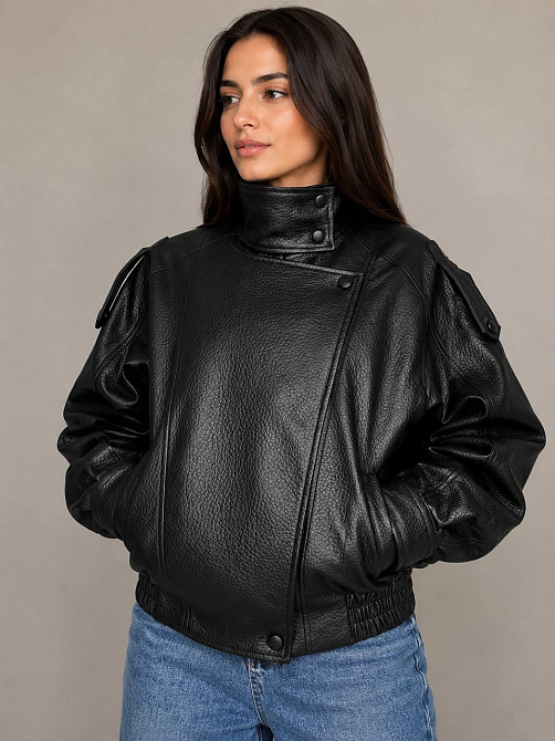 Куртка женская Lady Yep 30581 из экокожи косуха оверсайз черная, черный, S Киев - изображение 7