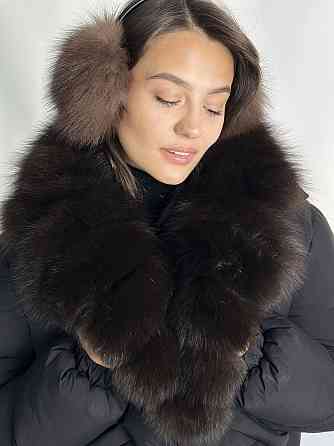 Жіноча куртка пуффер з натуральним хутром песця Чорний S Харків