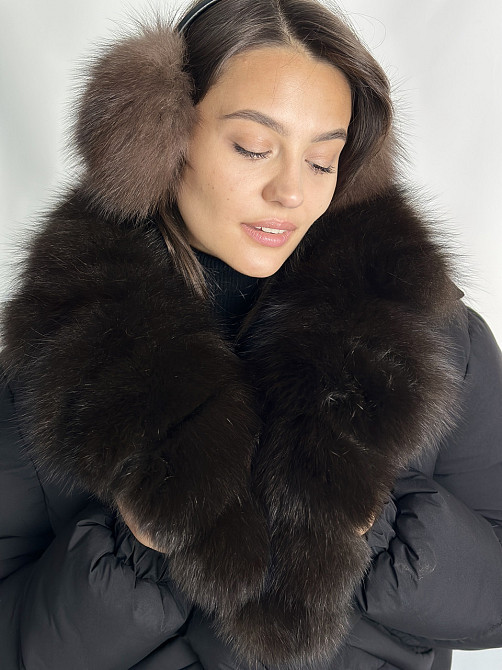 Жіноча куртка пуффер з натуральним хутром песця Чорний S Харків - фото 4