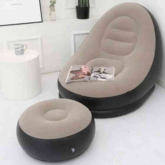 Надувне крісло з пуфом для відпочинку AIR SOFA велюрове IQ-41 Київ