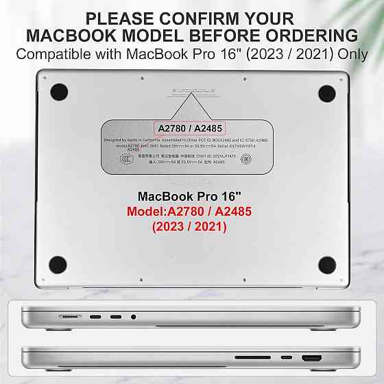 Фирменный премиальный чехол ICARERFAMILY из натуральной кожи для MacBook Pro 16 2021 A2485 / 2023 A2780 Днепр