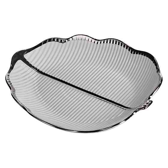 Yiwu Порцелянове блюдо для сервірування столу у формі листа 31×20×3 (см) Срібло Коломия