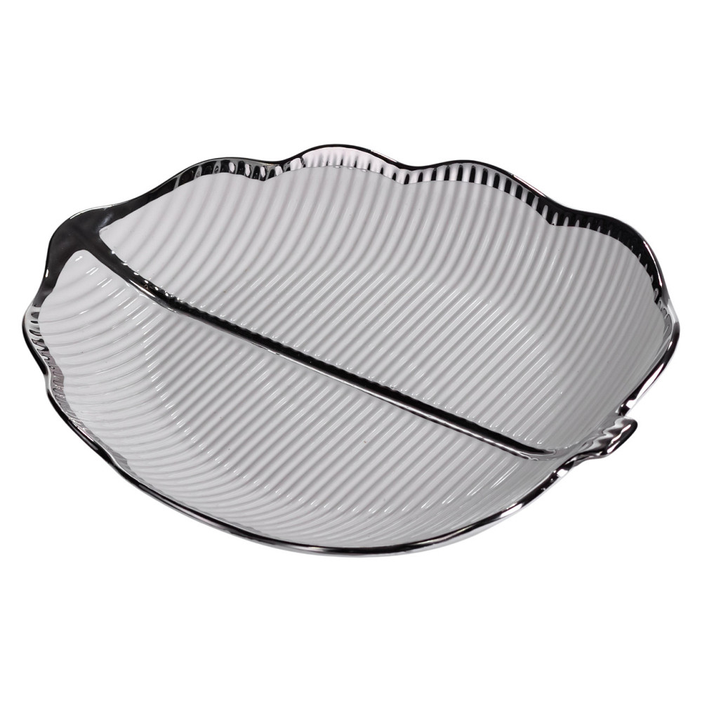 Yiwu Порцелянове блюдо для сервірування столу у формі листа 31×20×3 (см) Срібло Коломыя - изображение 5