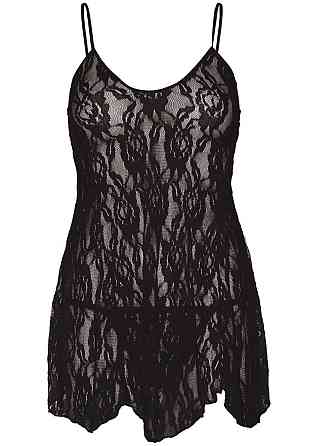 Сорочка бебі-дол Leg Avenue Rose Lace Flair Chemise Black, Queen Size Sex Aura Київ