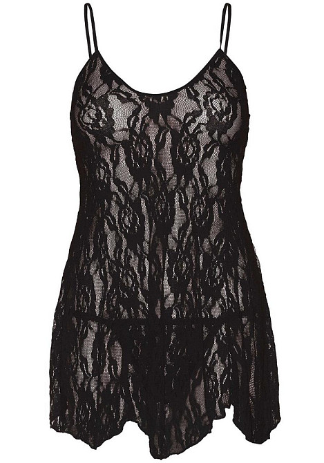 Сорочка бебі-дол Leg Avenue Rose Lace Flair Chemise Black, Queen Size Sex Aura Київ - фото 2