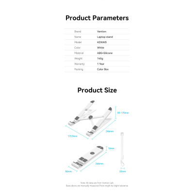Підставка до ноутбука Vention Laptop X-type Stand White ABS 83-170мм (KDNW0) Вінниця - фото 6