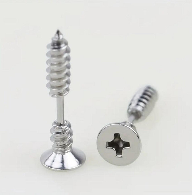 Серьги-пусеты в форме самореза | Стальной цвет, титан, нержавеющая сталь, 1 пара Киев - изображение 1