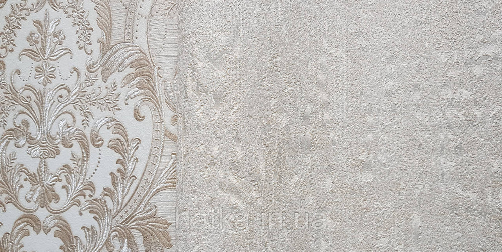Шпалери вінілові на флізеліні AdaWall Signature1.06х10 під штукатурку структурні кремові бежеві зі сріблом Київ - фото 2