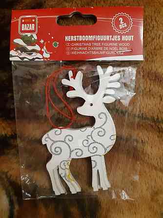 Набір дерев`яних іграшок на ялинку 2 штуки 57 на 100 мм білий Київ