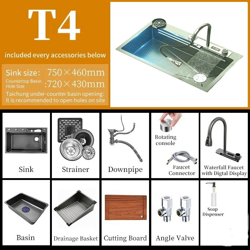 Кухонна раковина водоспад Willda, кухонна мийка водоспад темно-сіра 75х46х22 (907651157) Київ - фото 10