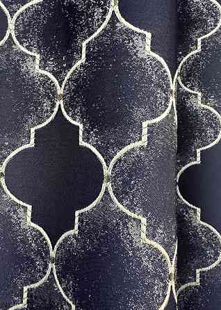 Шторна тканина жакард, колеція "SAPFIR" колір темно-синій з молочним 1751ш Київ