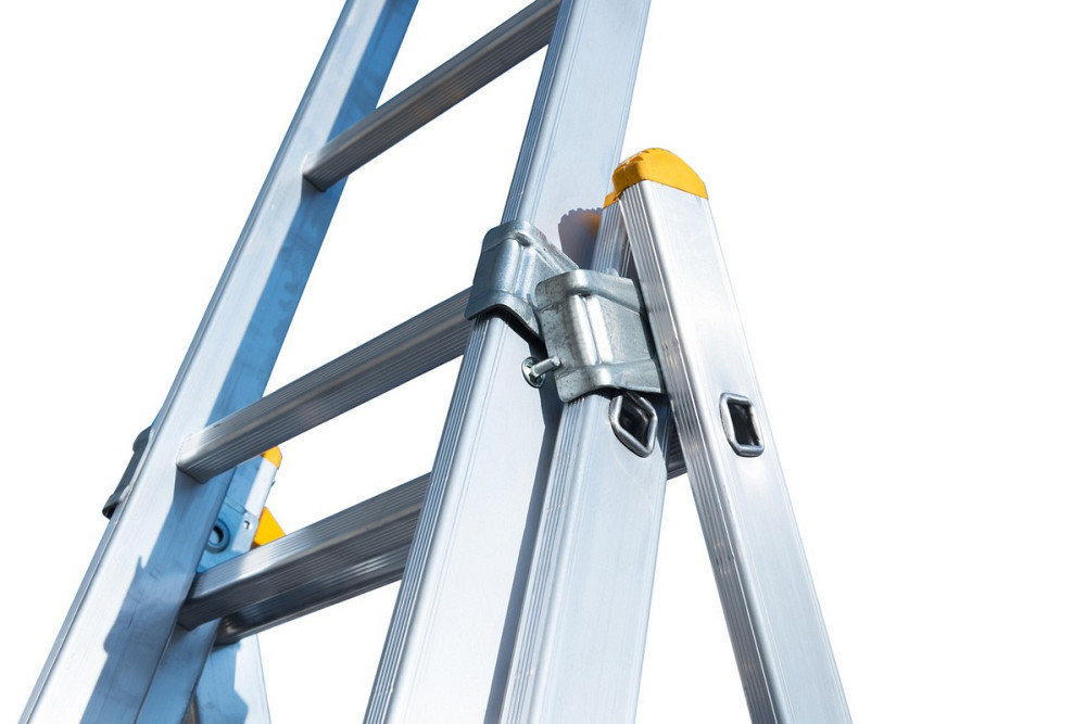 MASTERTOOL Драбина алюмінієва MASTERTOOL трисекційна комбінована 3х9 ступенів h=6200 мм max 150 Киев - изображение 8