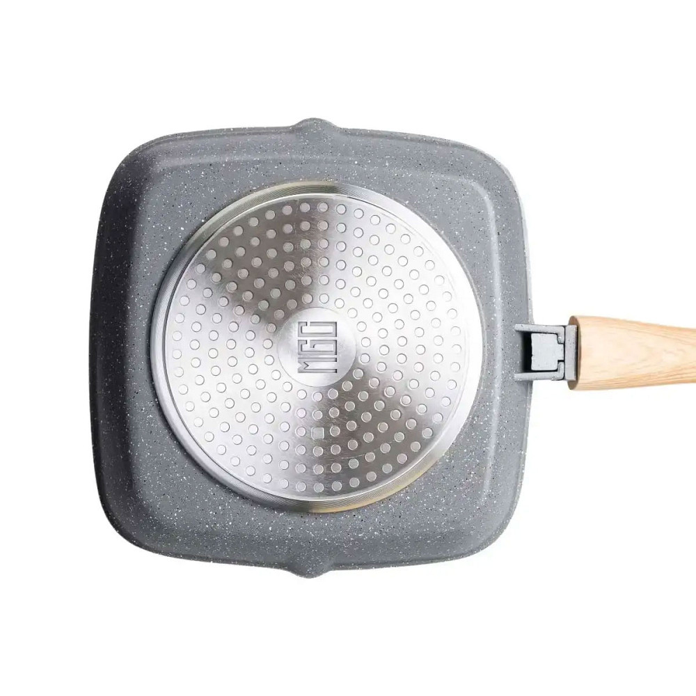 Алюмінієва сковорода-гриль 24 см зі скляною кришкою Квадрат сірий MGC HP-4-461G Коломия - фото 8