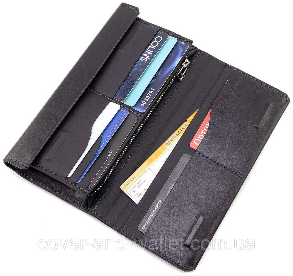 Елітний чоловічий шкіряний гаманець купюрник з відділенням для телефону Grande Pelle 552610 Київ - фото 9