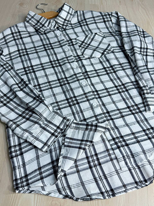 Сорочка жіноча Baoyu 225-1 в клітинку оверсайз фланель, білий, one size Київ - фото 7