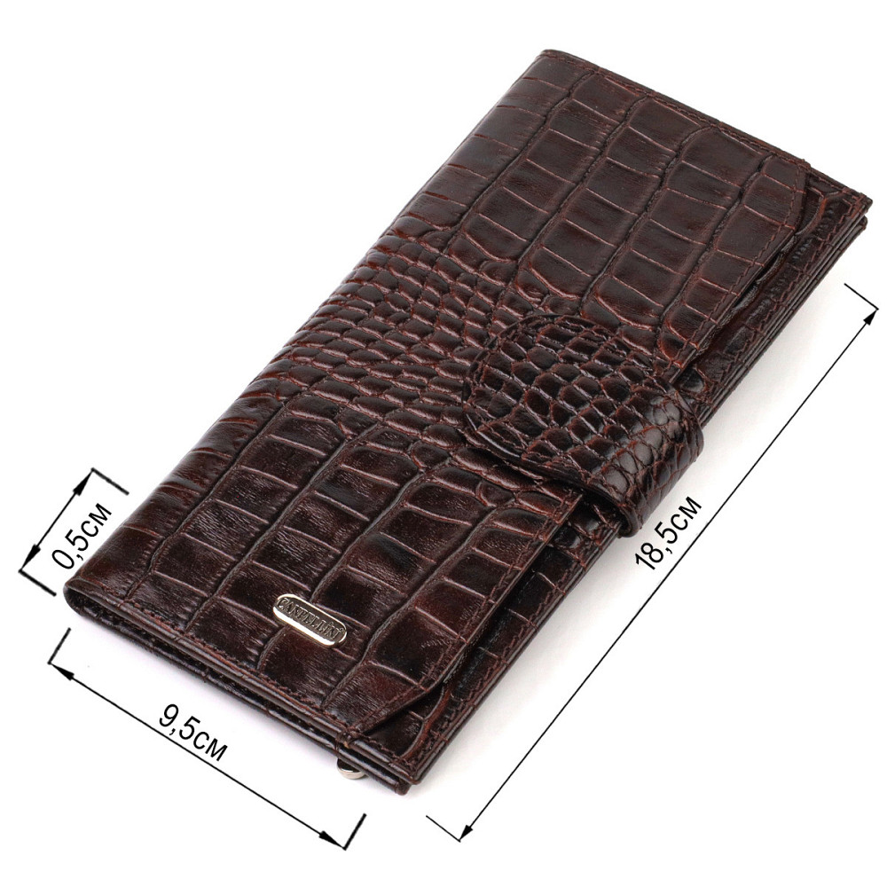 Відмінний купюрник для чоловіків з натуральної шкіри з тисненням під крокодила CANPELLINI 21917 Коричневий Київ - фото 8