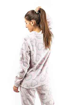 Домашний теплый костюм (пижама) женский розовый 