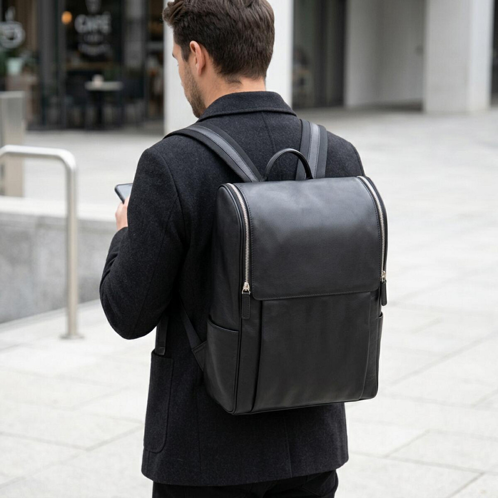 Шкіряний рюкзак для ноутбука роботи навчання та міста Vintage 14523 Чорний Київ - фото 10