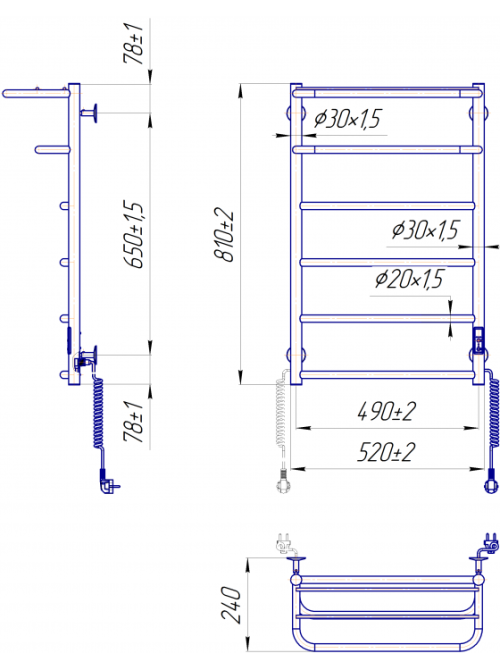 Електрична рушникосушарка Mario Hotel -I 800х530/240 TR K з полицею Київ - фото 8