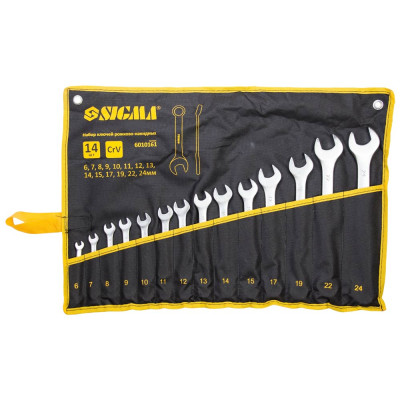 Ключ Sigma рожково-накидной 14шт 6-24мм CrV satine (тк чехол) (6010161) Винница - изображение 1