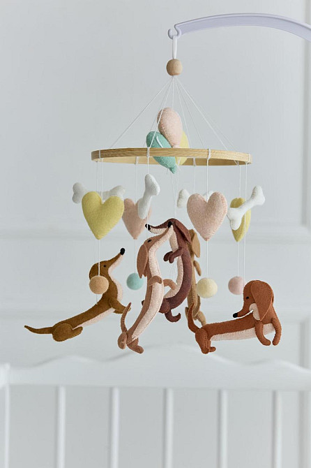 Дитячий мобіль на ліжечко для немовлят WoollyFox "Кумедні такси" Київ - фото 1