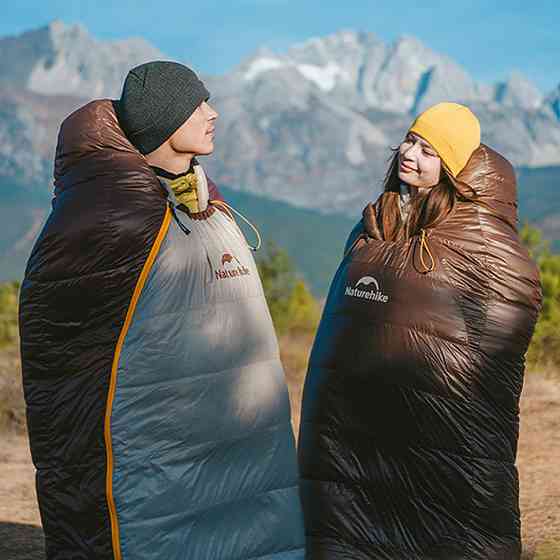 Спальник з натуральним пухом Naturehike Snowbird CNK2550WS014, p-р L, темно-коричневий 400 г Київ