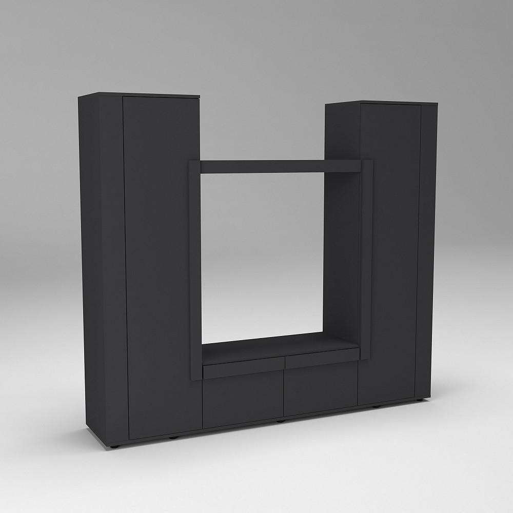 Стенка в гостиную под ТВ Эхо-4, Антрацит, 2080х420х1850 Львов - изображение 3