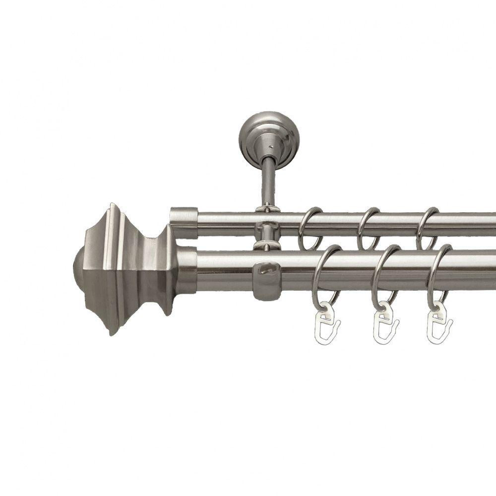 Карниз Orvit Борджеза металевий дворядний відкритий гладка труба кільце металеве Нержавіюча Сталь 25\16 мм 200 см (7075300) Львів - фото 1