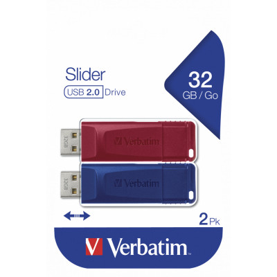 USB флеш накопитель Verbatim 2x32GB Store'n'Go Slider Red/Blue USB 2.0 (49327) Винница - изображение 8