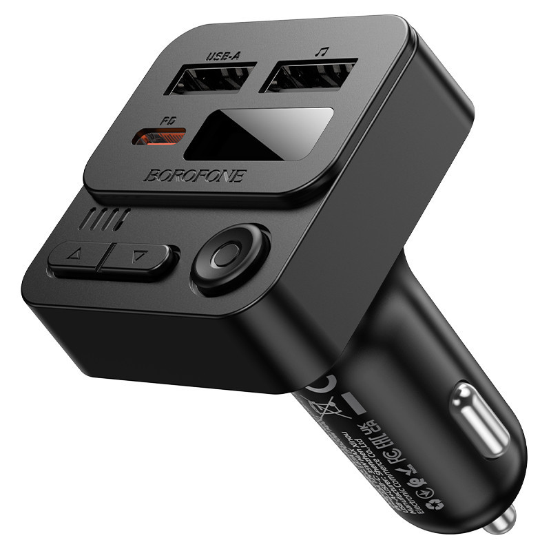 АЗП з FM-модулятором BOROFONE BC60 Hero 35W(1A1C) car BT FM transmitter Black Одеса - фото 5