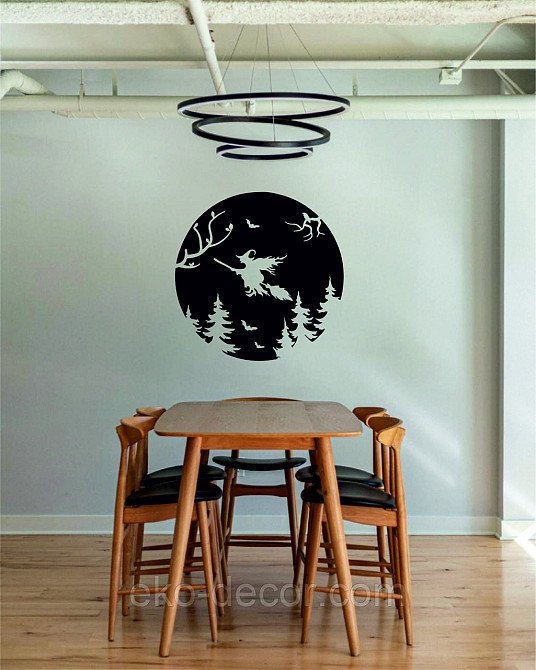 Декоративное настенное Панно «Ведьма на луне», Декор на стену 90*90 см, Черный Киев - изображение 9