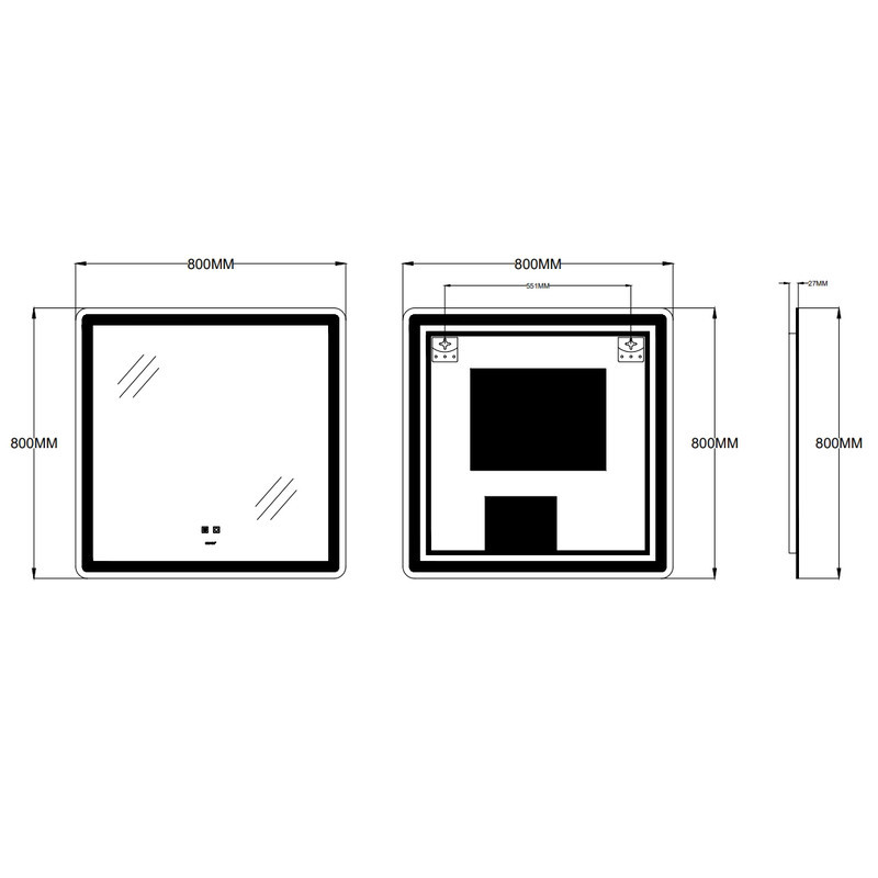 Зеркало Zerix Mirra MR05-80x80 с LED Touch, Anti-fog, диммером, регулятором яркости (ZX6058) Киев - изображение 3