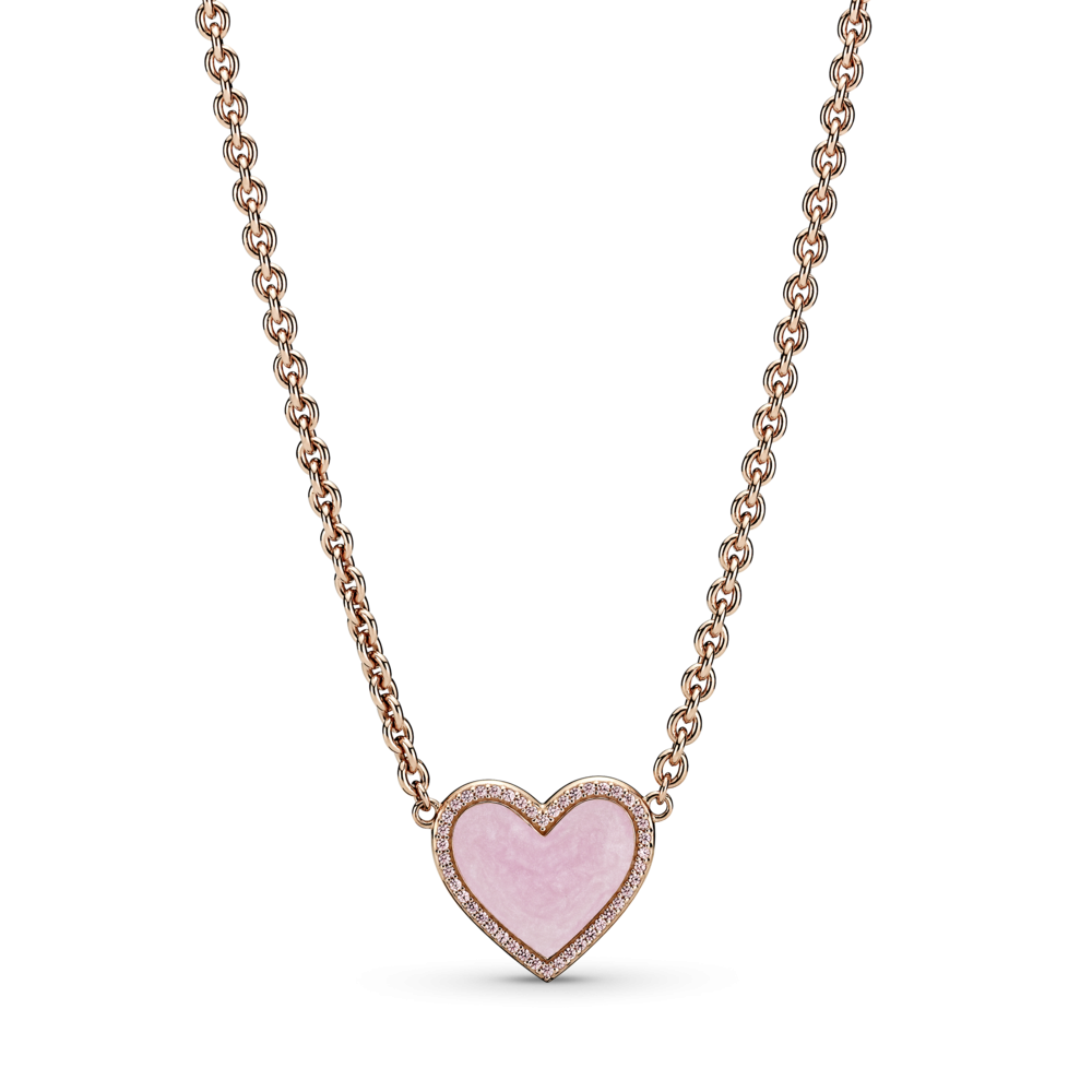 Срібне намисто  "Рожеве сердце із завитком" 389279C01 MasterSem Київ - фото 1