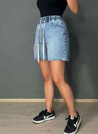 Шорты женские джинсовые Liana 4-026 с резинкой на талии и шнурком стрейчевые голубые, голубой, З4, 34, 100 см, 121 см Киев