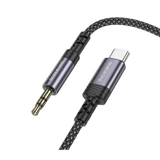 Аудио кабель BOROFONE BL24 Type-C to 3.5mm male, nylon braid, 1m, Metal Grey Одесса