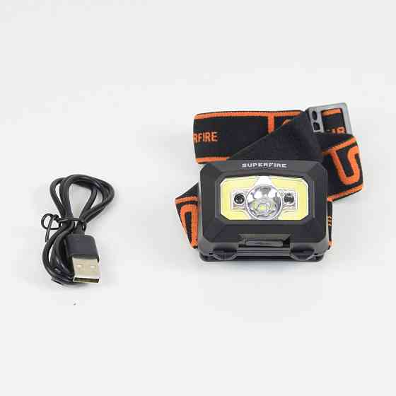 Налобний LED+COB ліхтар Superfire X30 з датчиком руху і потужністю 5 Вт, що перезаряджається Київ