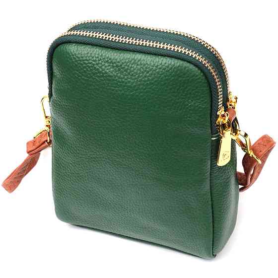 Невелика сумка трапеція для жінок з натуральної шкіри Vintage 22268 Зелена Київ