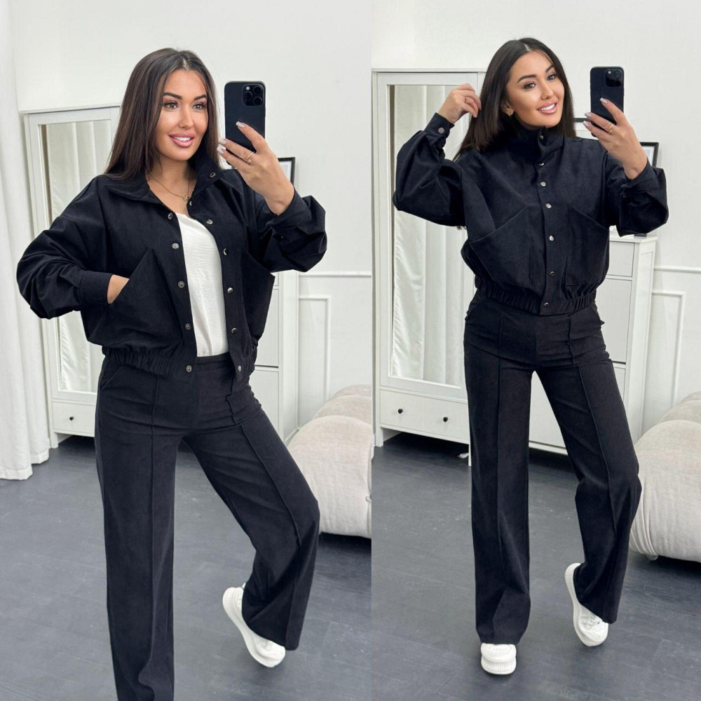 Жіночий стильний повсякденний костюм, двойка бомбер + штани Темно-синій, 46/48 Одеса - фото 10