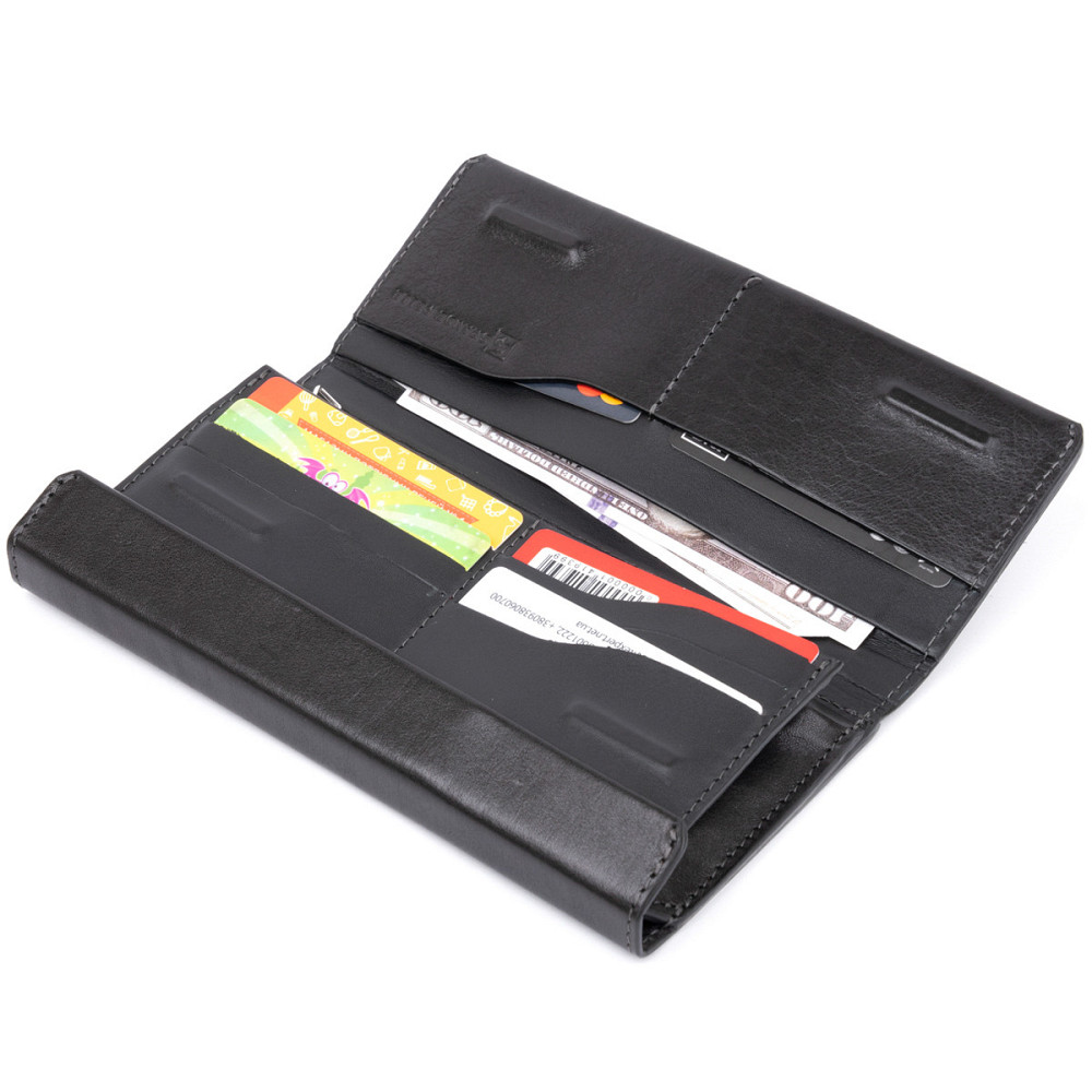 Борсетка елітна шкіряна Чорна (GRANDE PELLE) Київ - фото 13